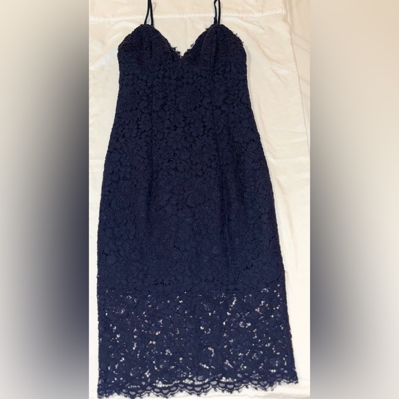 Bardot Navy Lace Cocktail Dress - Picture 2 of 4